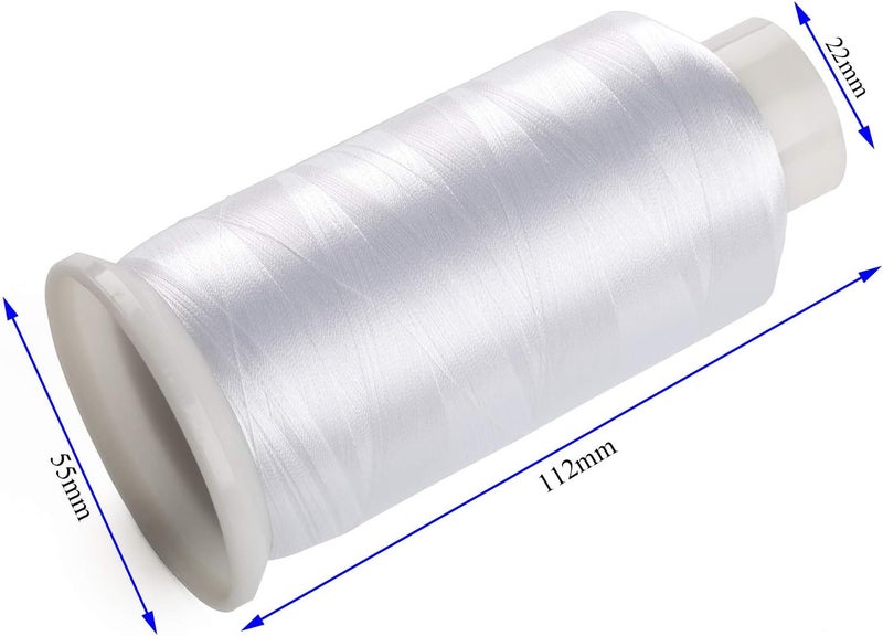 Simthread 2 Huge Spools White Bobbin Fill Thread 60WT for Embroidery and Sewing Machines - 5500 Yards Each - Image 2
