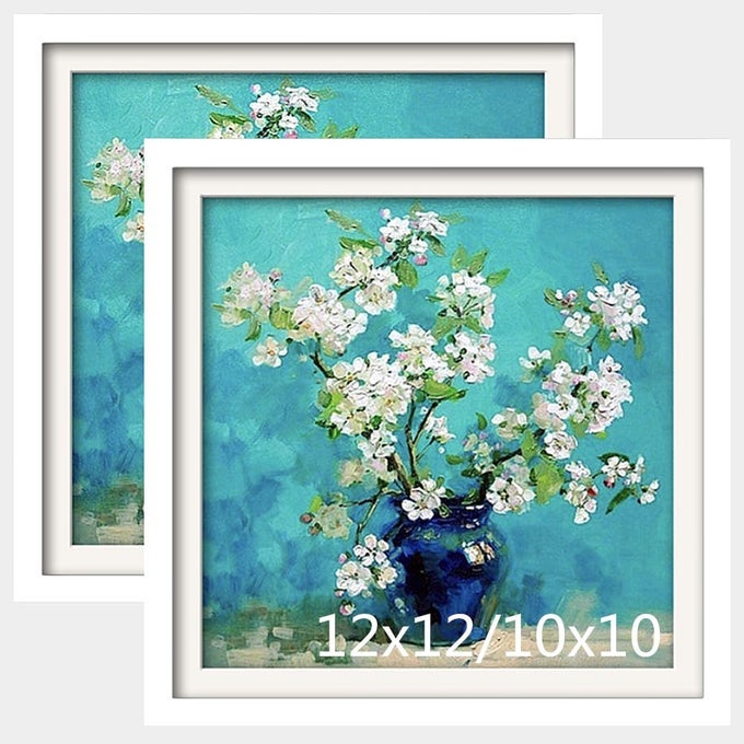 Diamond Art Wood Frames 12 X 12 inches 30 X 30 cm Pine Wood With Organic Glass 2 Pack White