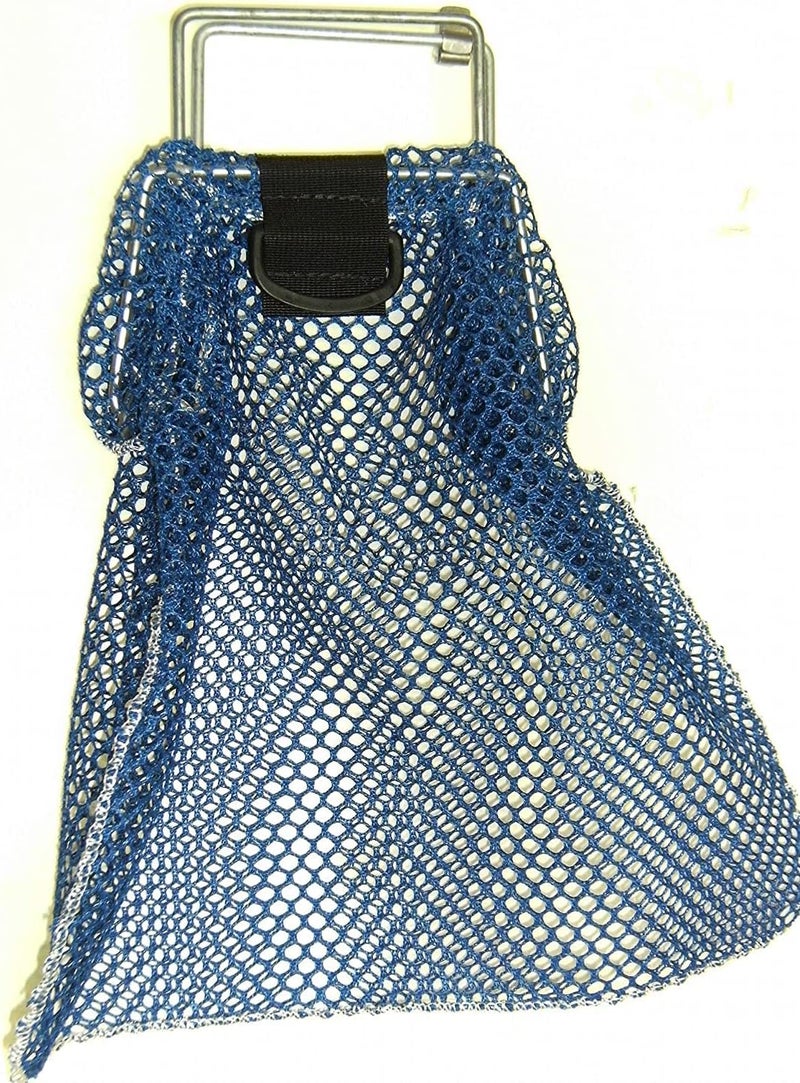 Galvanized Wire Handle Mesh Gear and Game Bags with D-Ring (Small, Blue 10" x 15")