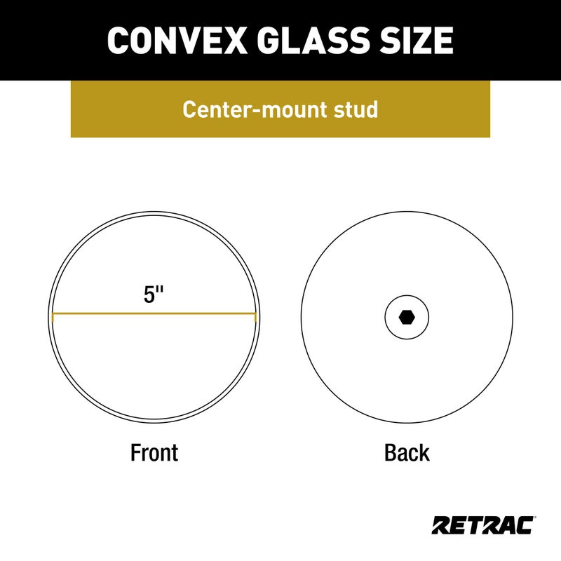 RETRAC 610131 5-Inch Black Steel Center-Mount Convex Mirror Head, Universal Driver or Passenger Side - Image 4
