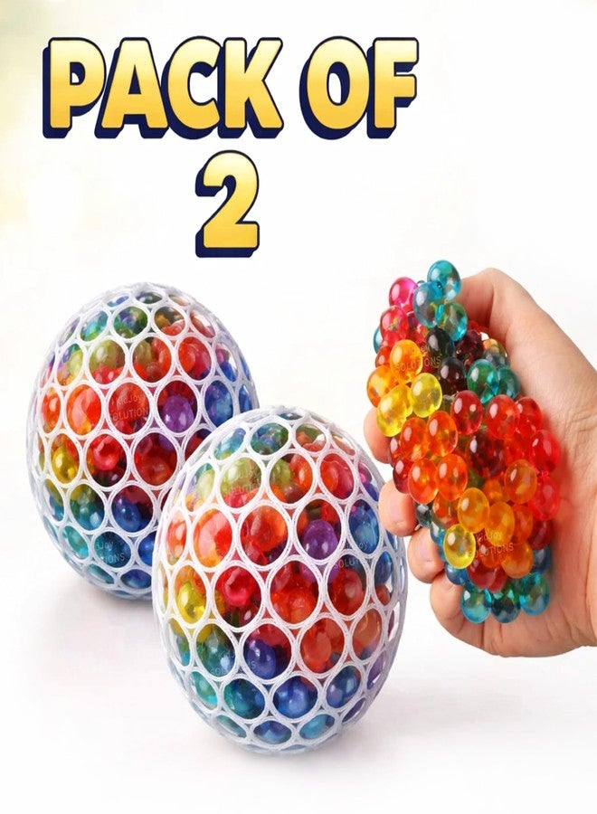 PARTEET 2Pcs Mesh Squishy Stress Ball for Kids & Adults|Non-Toxic , Multicolor Magic Slime Squeeze Ball, Pressure Relief, Anti-Stress & Anxiety|Birhday Return Gifts - Image 3