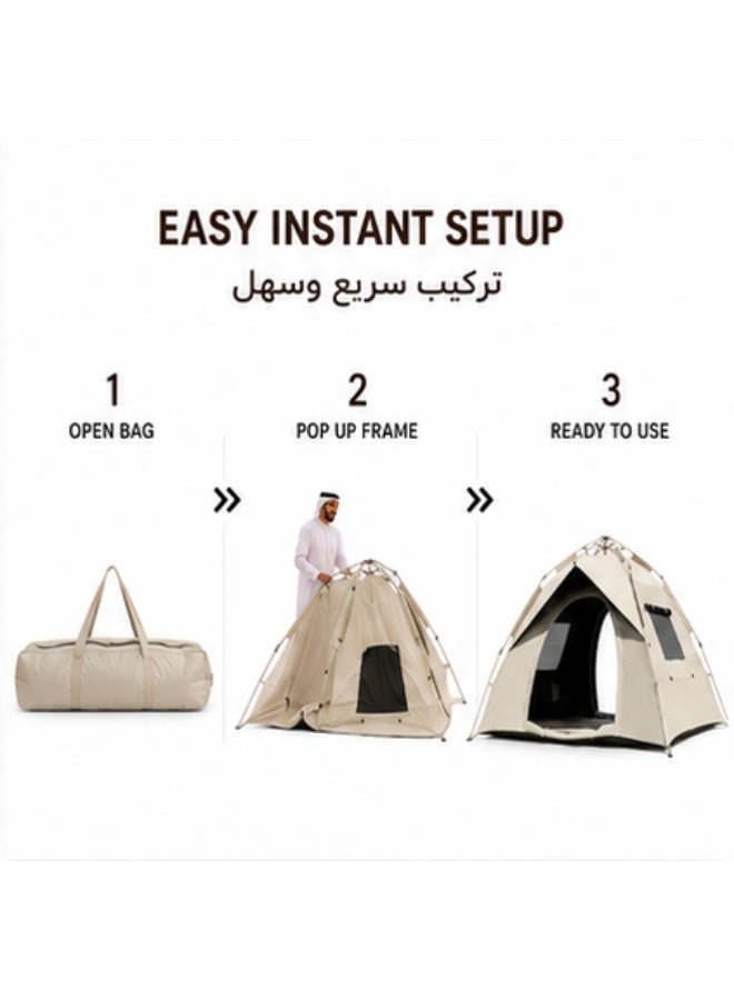 Inabyte 2-4 Person Instant Pop Up Camping Tent UV Protection Wind Resistant Double Door Outdoor Tent for Desert Beach Garden Family Camping - Image 5