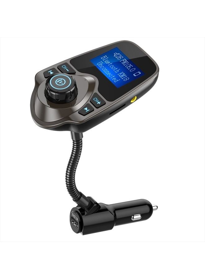 nulaxy Bluetooth Car FM Transmitter Audio Adapter Receiver Wireless Handsfree Car Kit TF Card AUX 1.44 Display – KM18 Brown  - Image 1