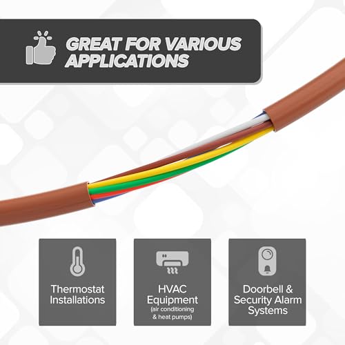 THE CIMPLE CO 18/8 Thermostat Wire 50 FT - Insulated Solid Copper Wiring for HVAC, Furnaces, Video Doorbells, Alarms, Lighting, Smart Thermostats - 18 Gauge, 8 Conductor - 50 Feet (15 Meters), Brown - Image 4