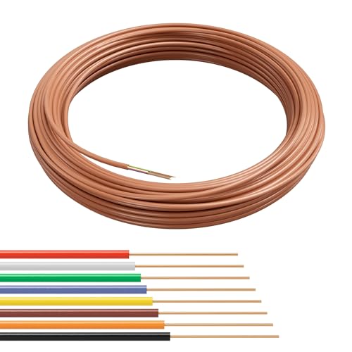 THE CIMPLE CO 18/8 Thermostat Wire 50 FT - Insulated Solid Copper Wiring for HVAC, Furnaces, Video Doorbells, Alarms, Lighting, Smart Thermostats - 18 Gauge, 8 Conductor - 50 Feet (15 Meters), Brown - Image 1