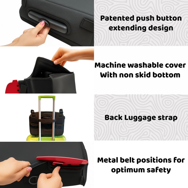 BubbleBum Teleport Backless Booster Car Seat, Kids Booster Seat for Car 40-100 lbs, Telescopic Portable Carseat, Ideal for Everyday Use and Foldable for Travel, 4 Year Old + Child/Toddler - Black - Image 4