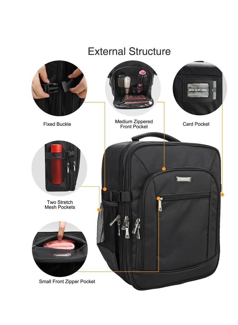 TANTO Makeup Backpack Extra Large Makeup Case Professional Travel Train Case Makeup Bag for Women Cosmetic Case Storage Organizer for Make Up Artist 3 Layer Large Capacity with 4 Small Bag (Black, Large)  - Image 4