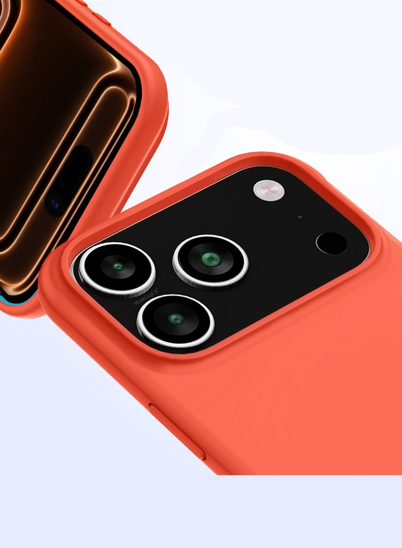 CATANES 2 Packs Silicone Protective Phone Case for iPhone 17 Pro Max - Soft Anti-Scratch Microfiber Lining Ultra Slim Drop Protection Phone Cover with 3D Screen Protector - Peach - Image 3