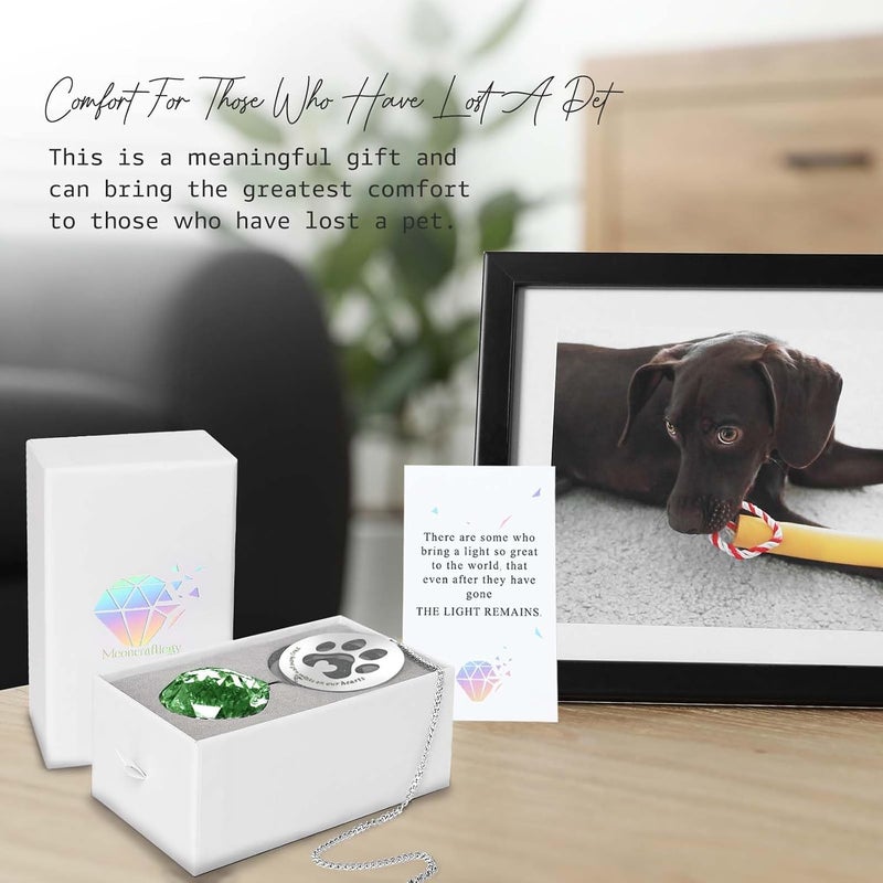 Mooncraftlogy Pet Memorial Gifts, Unique Sympathy Gift Idea Clear Crystal Ball Window Suncatcher, Rainbow Bereavement Grief Gift Box for Loss of Dog Cat Pet (Green) - Image 5