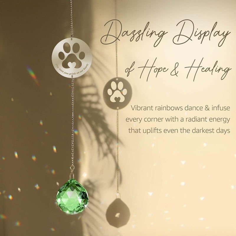 Mooncraftlogy Pet Memorial Gifts, Unique Sympathy Gift Idea Clear Crystal Ball Window Suncatcher, Rainbow Bereavement Grief Gift Box for Loss of Dog Cat Pet (Green) - Image 4