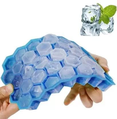 Premium Silicone Ice Cube Tray Flexible Durable Ice Tray Box for Freezer Small Ice Cube Mould Ice Cube Maker Fridge Tray Ice Tube Silicone Moulds for Chocolate Ice BPAFreeBlue Pack of 1 - Image 1