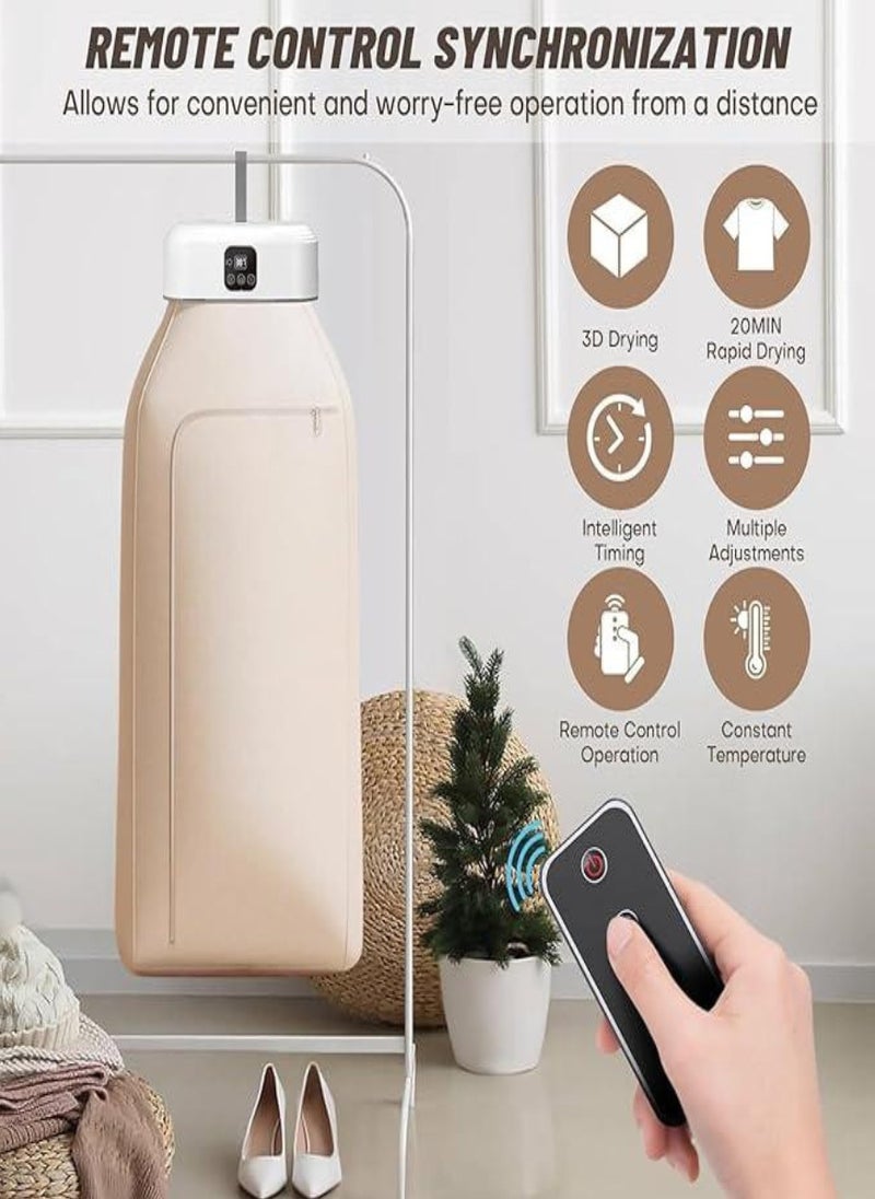 Portable Clothes Dryer, Mini Laundry Dryers with Remote Control, Quick and Easy to Use Small Compact Foldable Electric Drying Machine with Dry Bag for Travel, RV, Home, Apartment  - Image 2