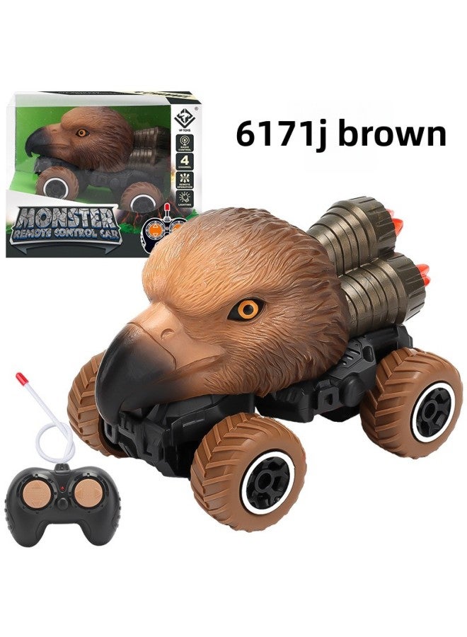 (Proofing) Hot-selling Children's Four-way Remote Control Car Simulation Animal Dinosaur Model Car Toys Wholesale-Color:Eagle Remote Control Car-Brown [English Color Box]]  - Image 1