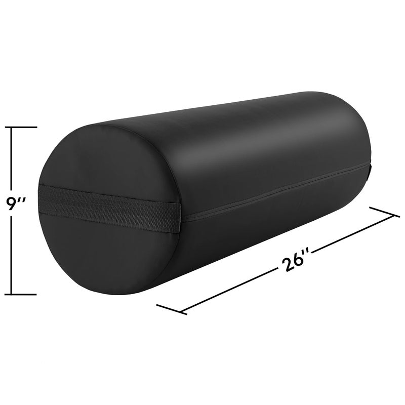 Saloniture Jumbo Round Massage Table Bolster Pillow Pad - 26 x 9 Inch - Black - Image 3