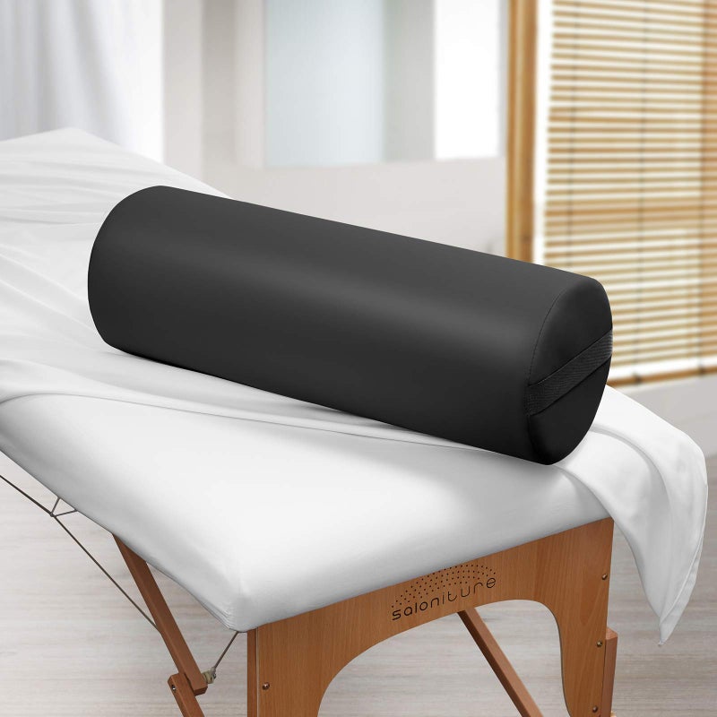 Saloniture Jumbo Round Massage Table Bolster Pillow Pad - 26 x 9 Inch - Black - Image 5