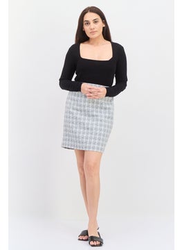 Bar III Women Plus Size Textured Pencil Skirt, White  - Image 4