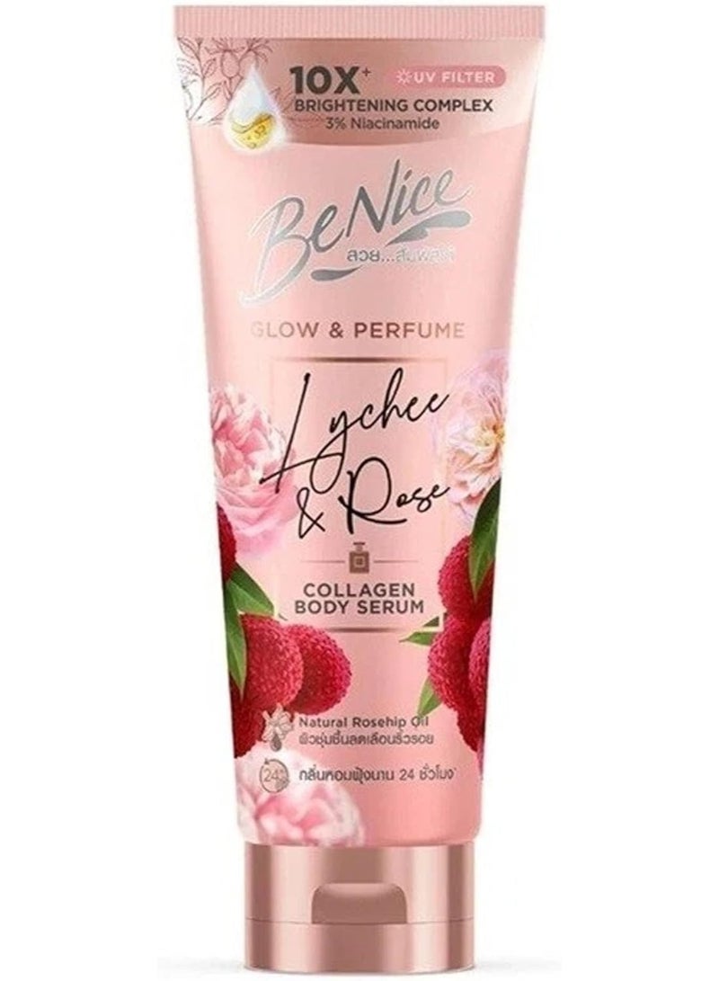 Be nice Body Serum with Collagen, Lychee Rose, 170 ml, 3% Niacinamide with Natural Rosehip Oil - Image 1