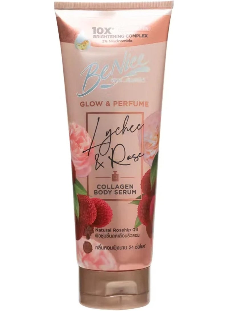 Be nice Body Serum with Collagen, Lychee Rose, 170 ml, 3% Niacinamide with Natural Rosehip Oil - Image 4