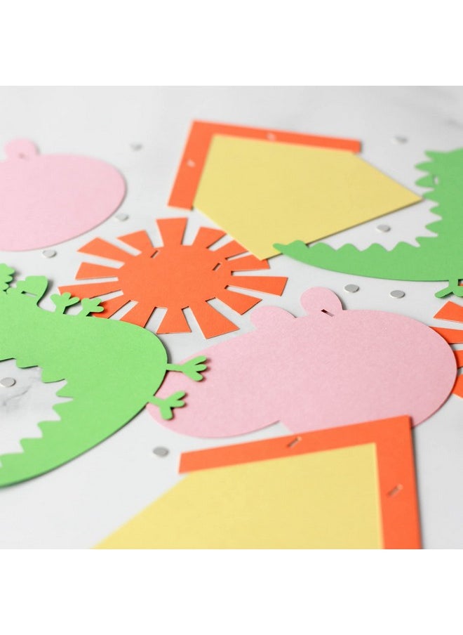 Pinfliers PINFLIERS Peppa Pig Theme Paper Bunting, A Set Of 16 Pieces, For Kid, Green, Pink, Yellow And Orange  - Image 4