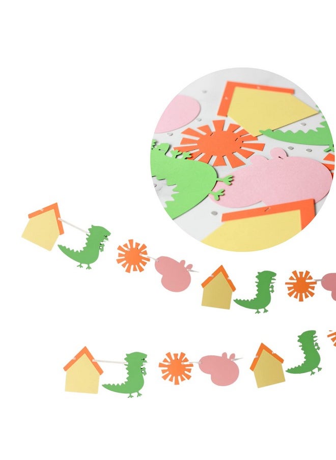 Pinfliers PINFLIERS Peppa Pig Theme Paper Bunting, A Set Of 16 Pieces, For Kid, Green, Pink, Yellow And Orange  - Image 1