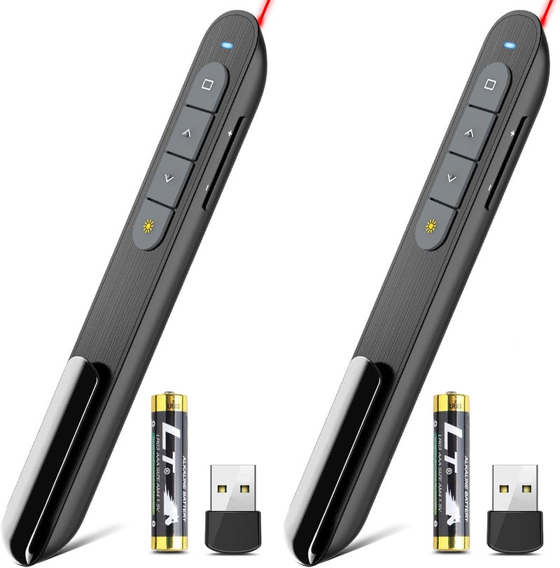 UBUYONE （2 Units） Wireless Presenter Remote Presentation Pointer Clicker with Hyperlink & Volume Control USB PowerPoint Slide Advancer for Mac Laptop PC Computer Keynote - Image 1