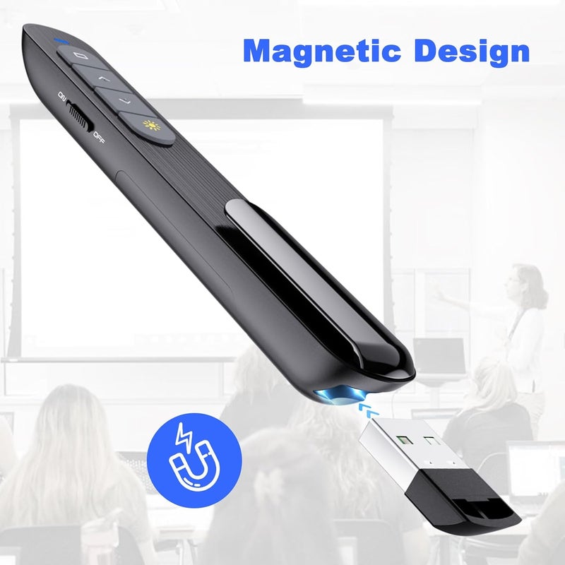 UBUYONE （2 Units） Wireless Presenter Remote Presentation Pointer Clicker with Hyperlink & Volume Control USB PowerPoint Slide Advancer for Mac Laptop PC Computer Keynote - Image 5