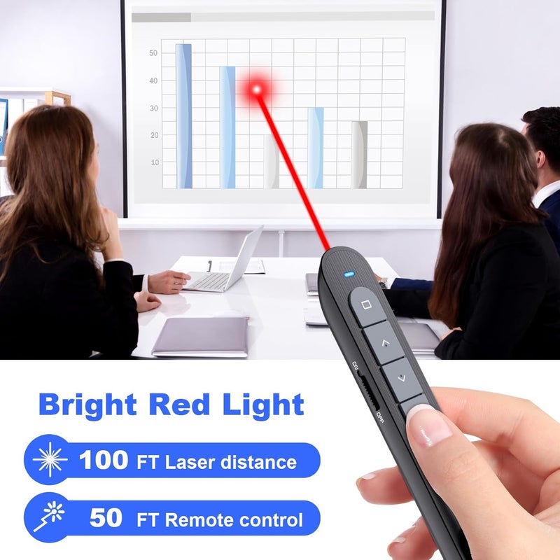 UBUYONE （2 Units） Wireless Presenter Remote Presentation Pointer Clicker with Hyperlink & Volume Control USB PowerPoint Slide Advancer for Mac Laptop PC Computer Keynote - Image 2