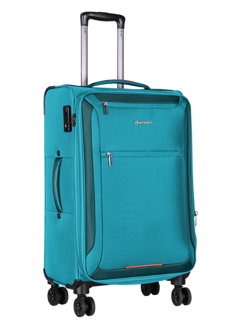 إيمينينت Unisex Soft Travel Bag Medium Luggage Trolley Polyester Lightweight Expandable 4 Double Spinner Wheeled Suitcase with 3 Digit TSA lock E751 Green