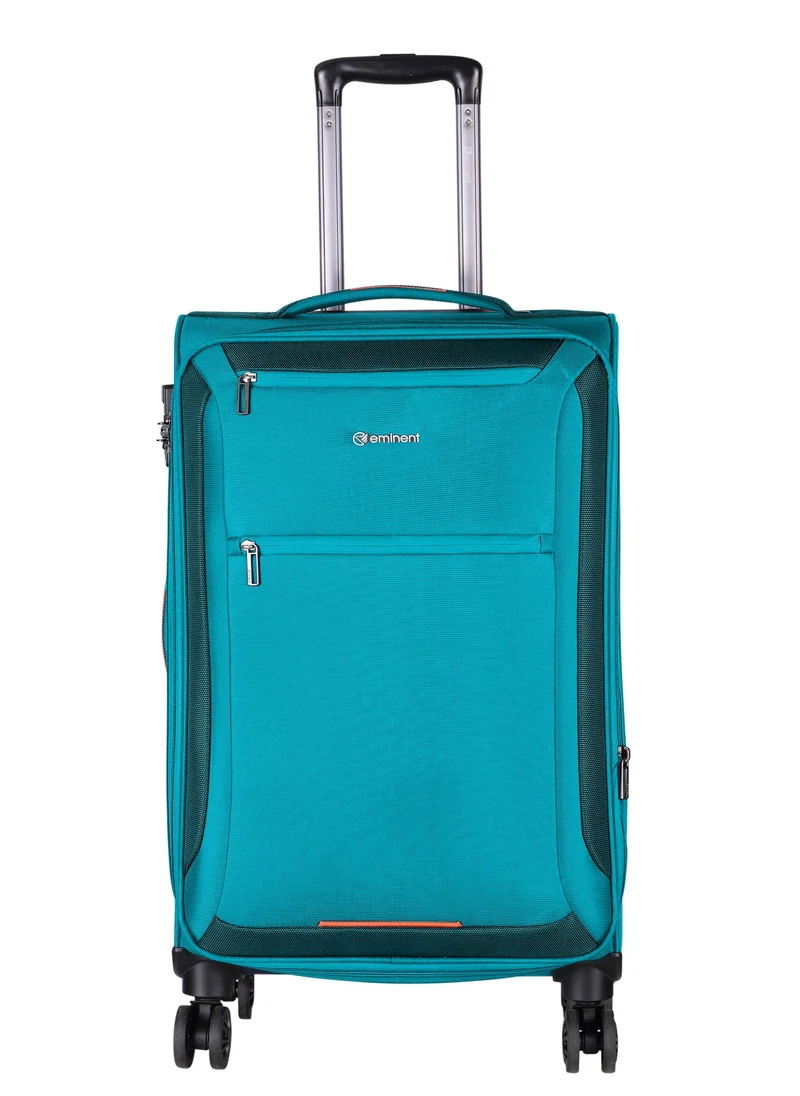 إيمينينت Unisex Soft Travel Bag Medium Luggage Trolley Polyester Lightweight Expandable 4 Double Spinner Wheeled Suitcase with 3 Digit TSA lock E751 Green