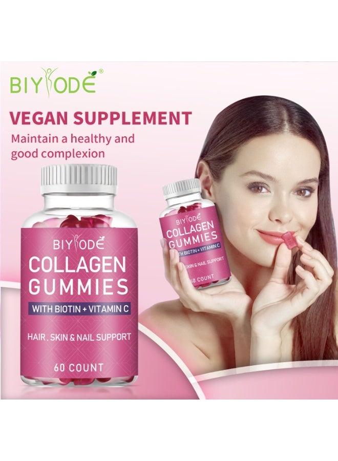 BIYODE Collagen Whitening Beauty Gummies 60 Count | With Vitamin C, Biotin & Zinc | Brighten Skin Tone & Support Hair Skin Nails | 2 Daily BIYODÉ - Image 5