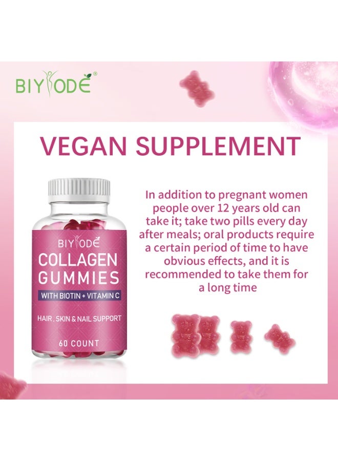 BIYODE Collagen Whitening Beauty Gummies 60 Count | With Vitamin C, Biotin & Zinc | Brighten Skin Tone & Support Hair Skin Nails | 2 Daily BIYODÉ - Image 2
