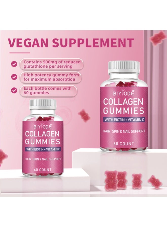 BIYODE Collagen Whitening Beauty Gummies 60 Count | With Vitamin C, Biotin & Zinc | Brighten Skin Tone & Support Hair Skin Nails | 2 Daily BIYODÉ - Image 4