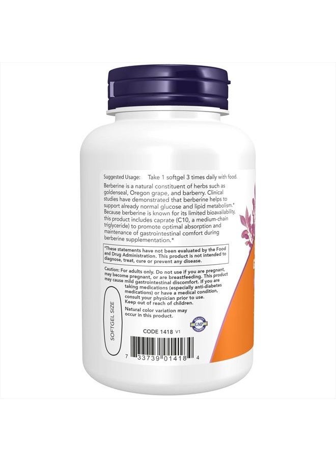 Supplements, Berberine Glucose Support, Combined with MCT Oil for Optimal Berberine Absorption, 90 Softgels