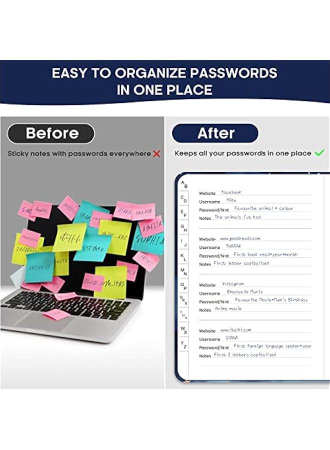 Arabest Password Keeper Book with Alphabetical Tabs，Small Password Books for Seniors, Password Notebook for Internet Website Address Log in Detail, Password Logbook to Help You Stay Organized - Star  - Image 2