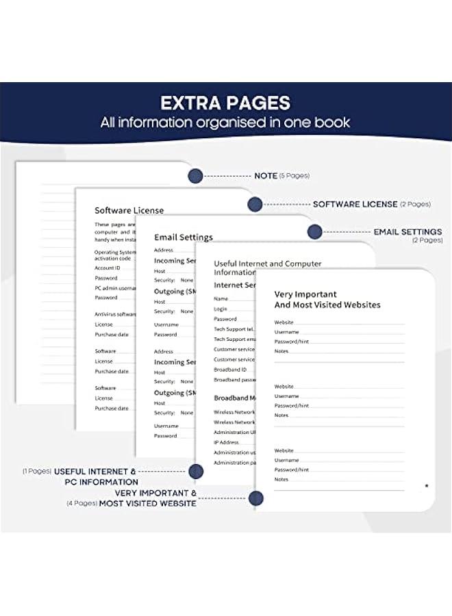 Arabest Password Keeper Book with Alphabetical Tabs，Small Password Books for Seniors, Password Notebook for Internet Website Address Log in Detail, Password Logbook to Help You Stay Organized - Star  - Image 5
