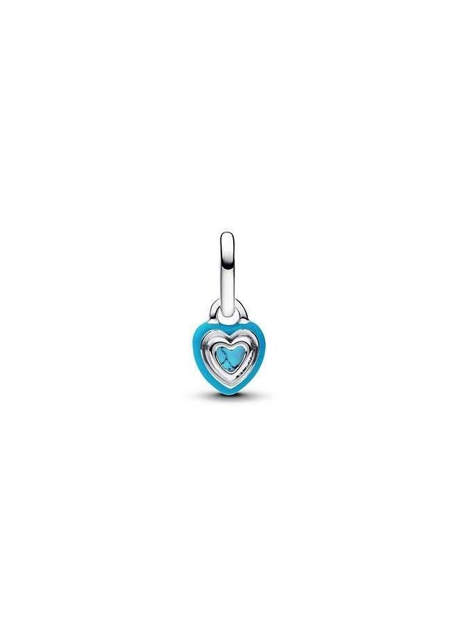 PANDORA Turquoise-coloured Heart Mini Dangle Charm - Image 2