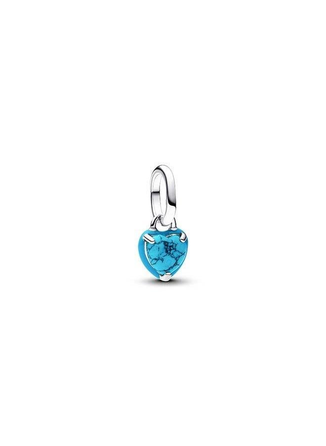 PANDORA Turquoise-coloured Heart Mini Dangle Charm - Image 1