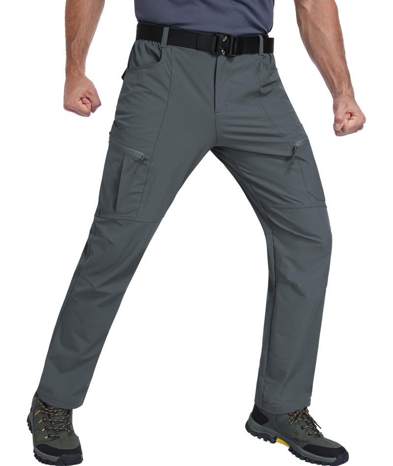 Zoofly Mens Stretch Cargo Pants Relaxed Fit Water Proof Travel Pants for Men Nylon Fishing Pants Flexible Tactical Pant Comfy Medium Grey 36W30L - Image 2