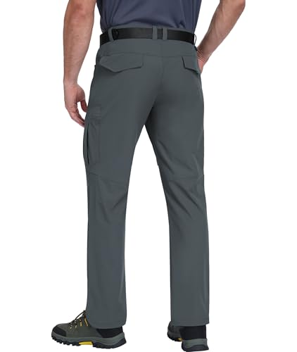 Zoofly Mens Stretch Cargo Pants Relaxed Fit Water Proof Travel Pants for Men Nylon Fishing Pants Flexible Tactical Pant Comfy Medium Grey 36W30L - Image 3