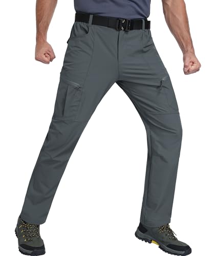 Zoofly Mens Stretch Cargo Pants Relaxed Fit Water Proof Travel Pants for Men Nylon Fishing Pants Flexible Tactical Pant Comfy Medium Grey 36W30L - Image 1