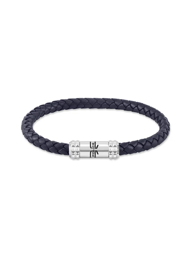 POLICE Ridgelace Blue Braided Leather Bracelet for Men