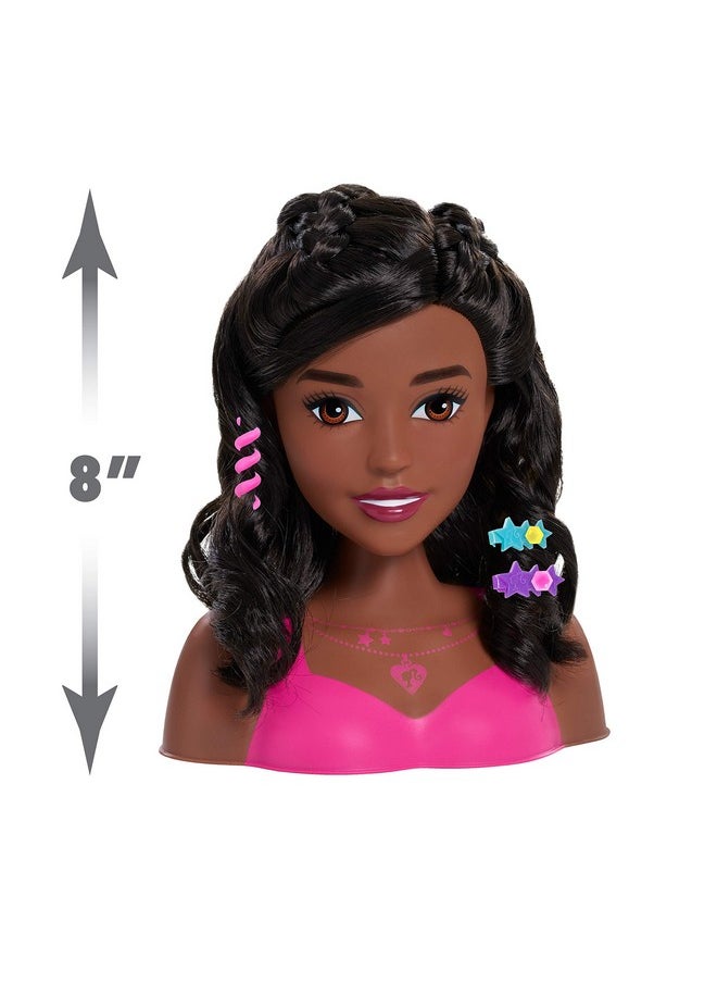 Barbie Fashionistas 8Inch Styling Head Dark Brown 20 Pieces Include Styling Accessories Hair Styling For Kids Kids Toys For Ages 3 Up By Just Play  - Image 4