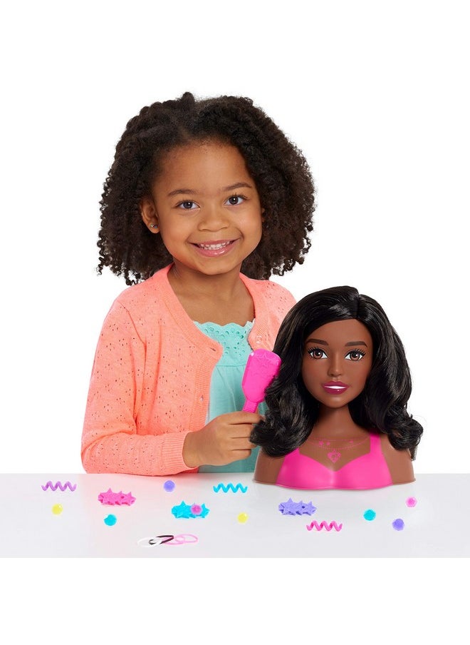 Barbie Fashionistas 8Inch Styling Head Dark Brown 20 Pieces Include Styling Accessories Hair Styling For Kids Kids Toys For Ages 3 Up By Just Play  - Image 3