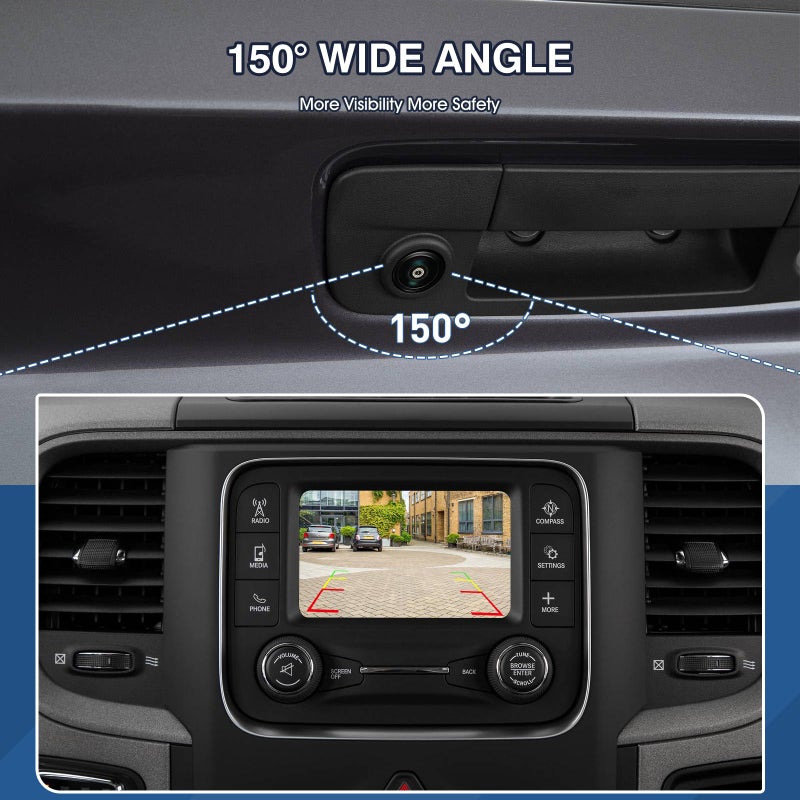 ACAUTO Tailgate Handle Backup Camera Fit for Dodge RAM 1500 2009-2017,Fit for Dodge RAM 2500 3500 2010-2017 Tailgate Reversing Rear View Park Assist Camera RCA Plug Replaces 68084284AB - Image 3