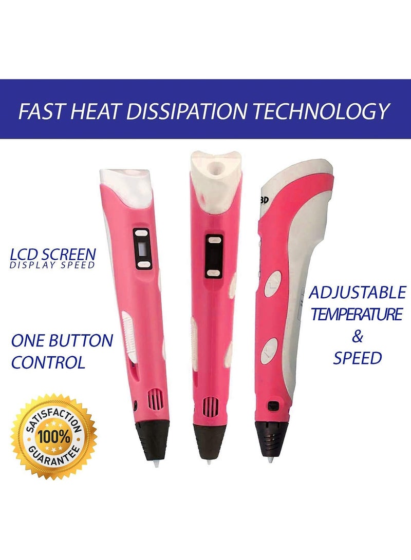 ماجيك واند قلم طباعة رسم ثلاثي الأبعاد Magicwand® مع شاشة LCD وعبوات خيوط PLA مقاس 13,1.75 مم مجانًا 【مع محول 】 【5 سنوات فما فوق 】 【عبوة من 1 】 【الألوان حسب المخزون】 - Image 2