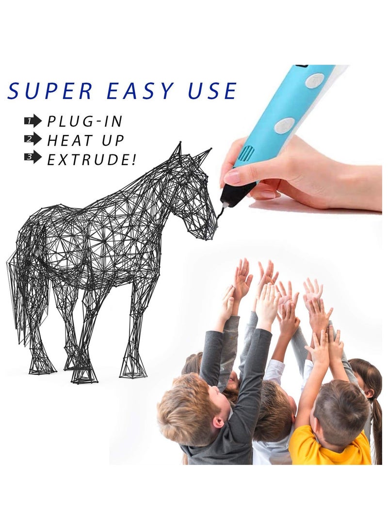 ماجيك واند قلم طباعة رسم ثلاثي الأبعاد Magicwand® مع شاشة LCD وعبوات خيوط PLA مقاس 13,1.75 مم مجانًا 【مع محول 】 【5 سنوات فما فوق 】 【عبوة من 1 】 【الألوان حسب المخزون】 - Image 3