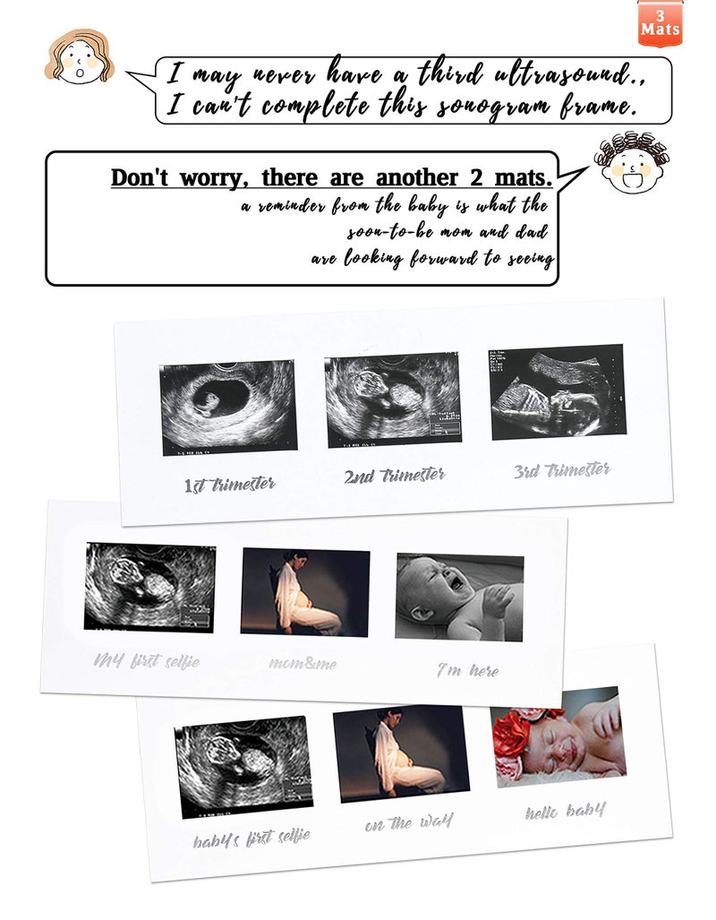 IHEIPYE Triple Sonogram Pregnancy Frame – Baby Ultrasound Picture Frame with Story for Expecting Parents, Baby Shower Frame, Baby Grow Through All Three Trimesters Frame, Nursery Decor, Black - Image 2