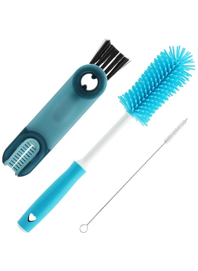 PUXING PUXING 3 Pack Cup Lid Cleaning Brush Water Bottle Cleaner Brush Kit Multifunctional Cleaning Brush Cup Lid Cleaner Cleaning Brush Set for Baby Bottle Gap Tight Spaces Cup(COLOR:Blue) - Image 1