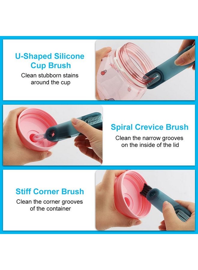 PUXING PUXING 3 Pack Cup Lid Cleaning Brush Water Bottle Cleaner Brush Kit Multifunctional Cleaning Brush Cup Lid Cleaner Cleaning Brush Set for Baby Bottle Gap Tight Spaces Cup(COLOR:Blue) - Image 5