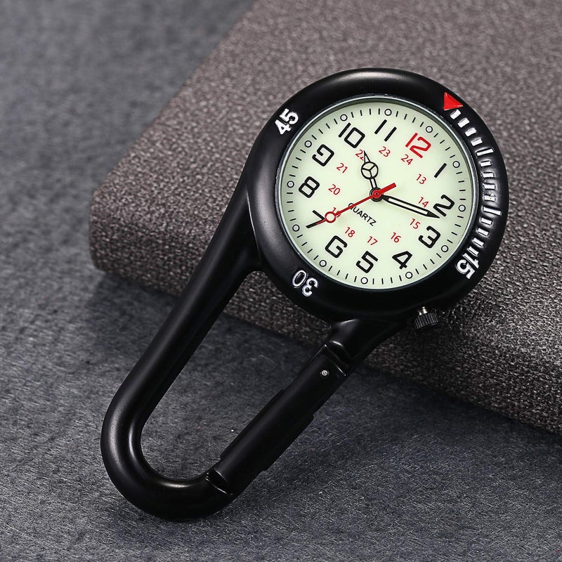 Lancardo Clip On Quartz Watch for Men and Women Glow in The Dark Backpack Buckle Belt Fob Watch for Doctors Nurses Chefs Hiking or Climbing - Image 2